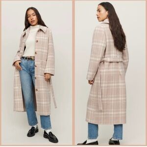 Reformation new with tags Middlefield Coat in Beige Plaid size large